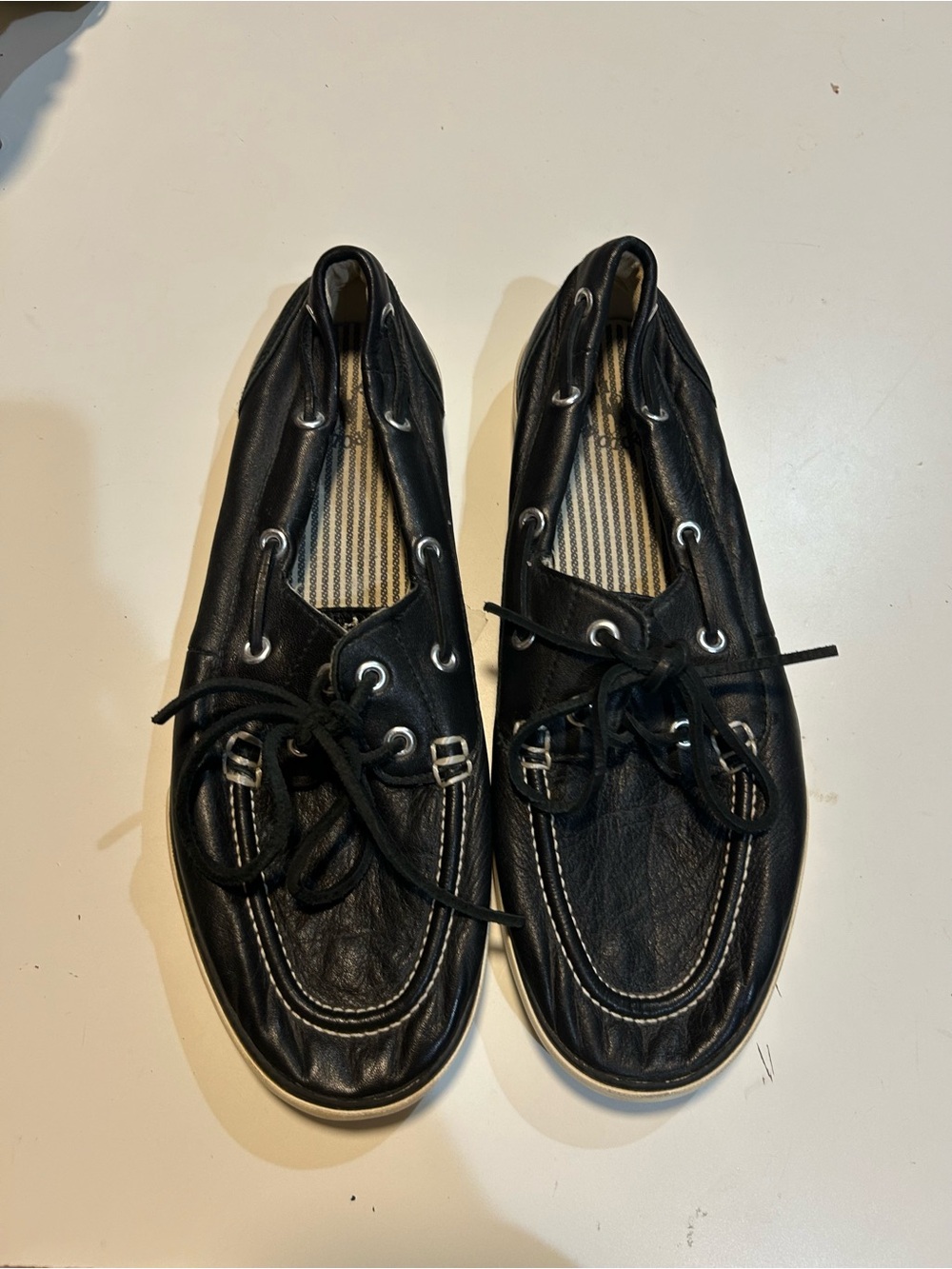Polo by Ralph Lauren Black Leather Moccasin Boat Shoes